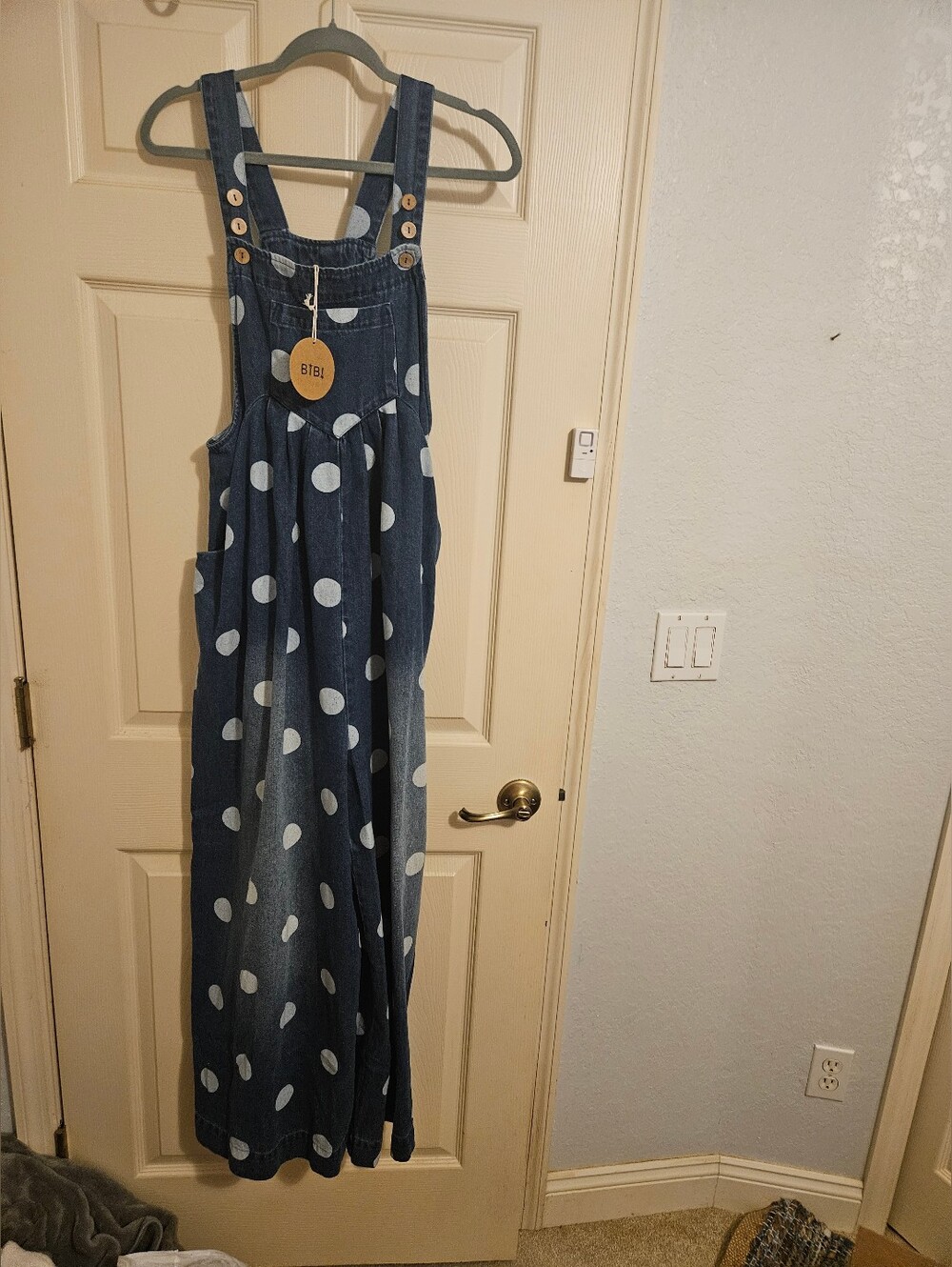BiBi Blue Denim Polka Dot Overalls